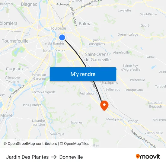 Jardin Des Plantes to Donneville map