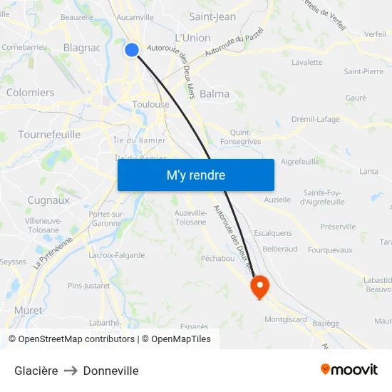 Glacière to Donneville map