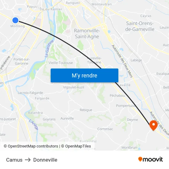 Camus to Donneville map