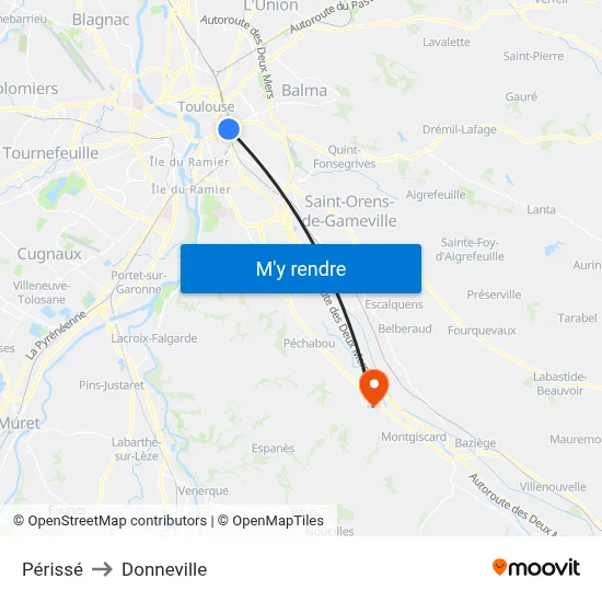 Périssé to Donneville map