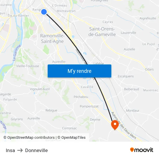 Insa to Donneville map