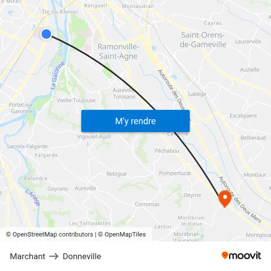 Marchant to Donneville map
