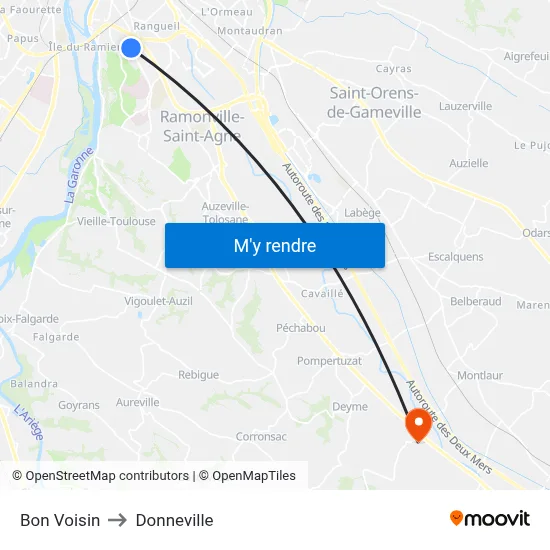 Bon Voisin to Donneville map