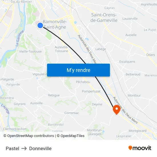 Pastel to Donneville map