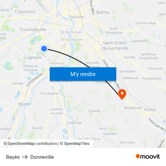 Bayès to Donneville map