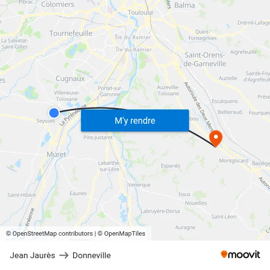 Jean Jaurès to Donneville map