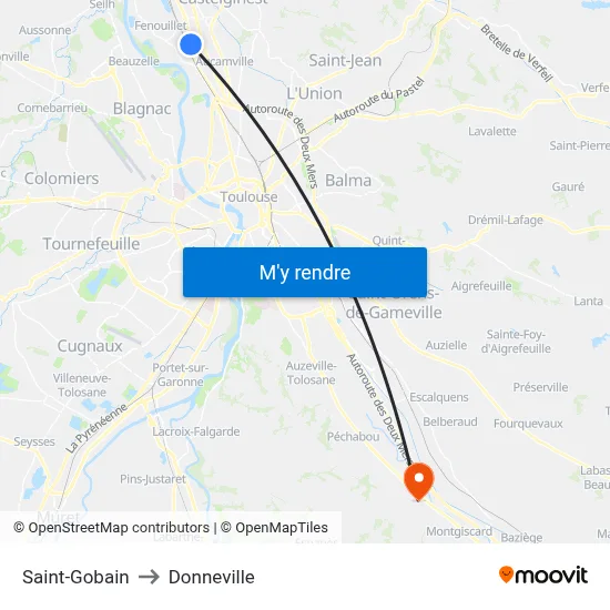 Saint-Gobain to Donneville map
