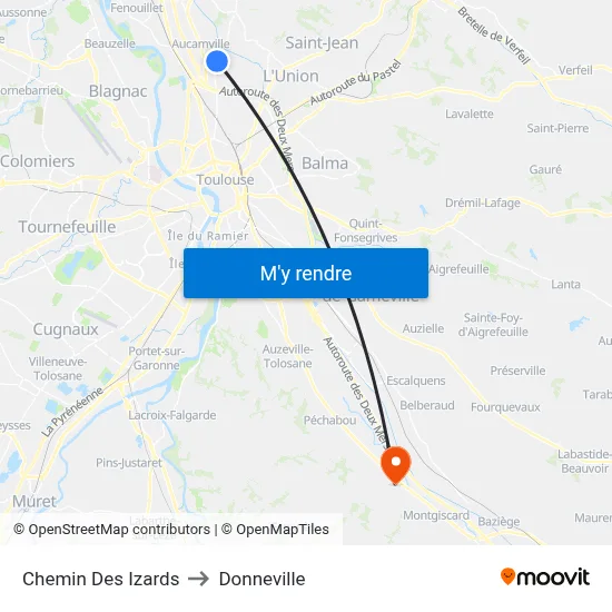 Chemin Des Izards to Donneville map