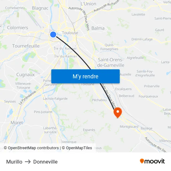 Murillo to Donneville map