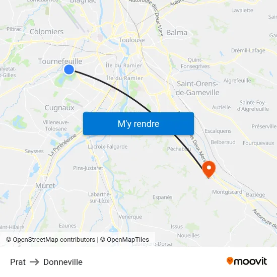 Prat to Donneville map