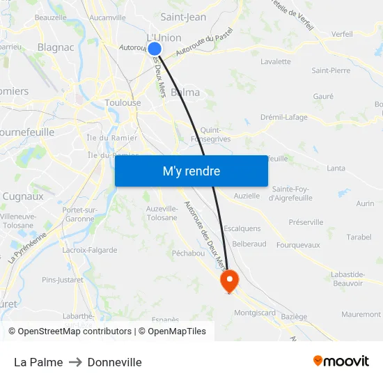 La Palme to Donneville map