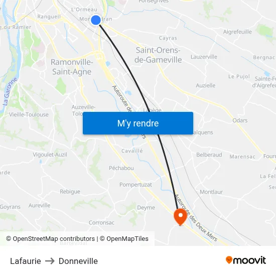 Lafaurie to Donneville map