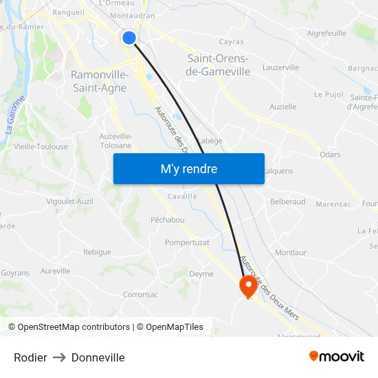 Rodier to Donneville map
