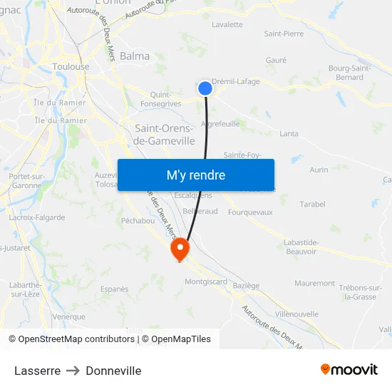 Lasserre to Donneville map