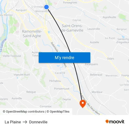 La Plaine to Donneville map