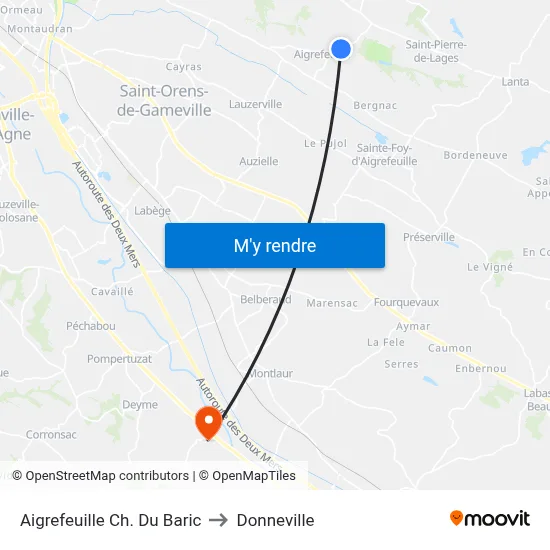 Aigrefeuille Ch. Du Baric to Donneville map