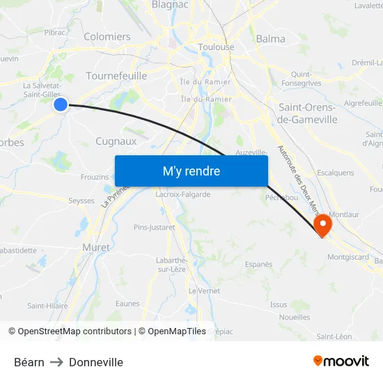 Béarn to Donneville map