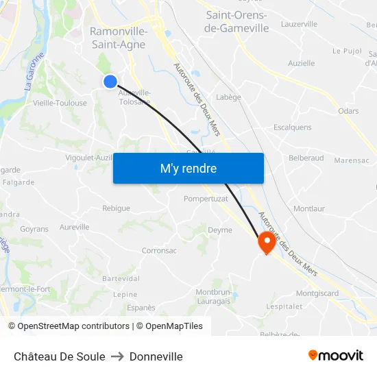 Château De Soule to Donneville map