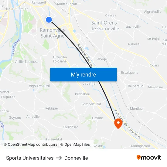 Sports Universitaires to Donneville map