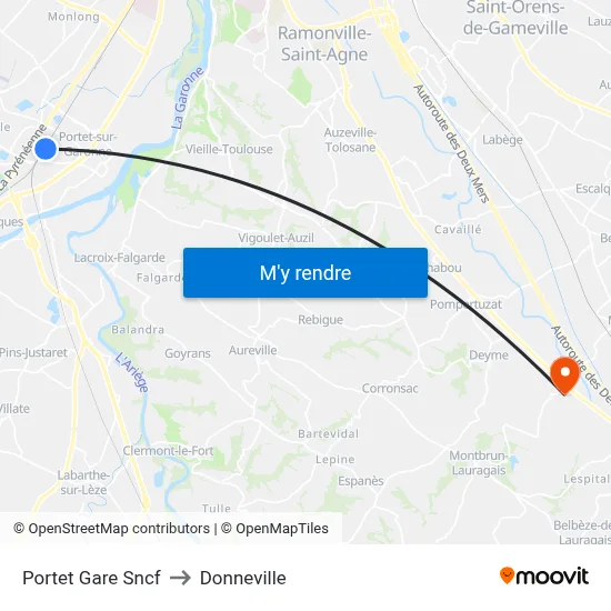Portet Gare Sncf to Donneville map