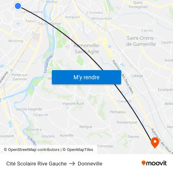 Cité Scolaire Rive Gauche to Donneville map