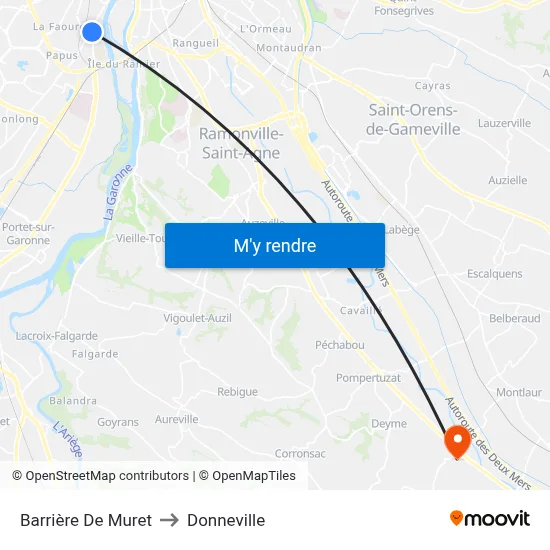 Barrière De Muret to Donneville map