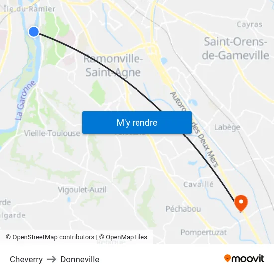 Cheverry to Donneville map