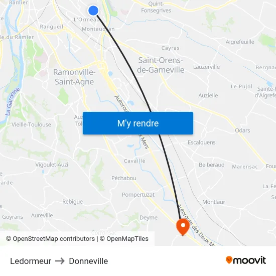Ledormeur to Donneville map