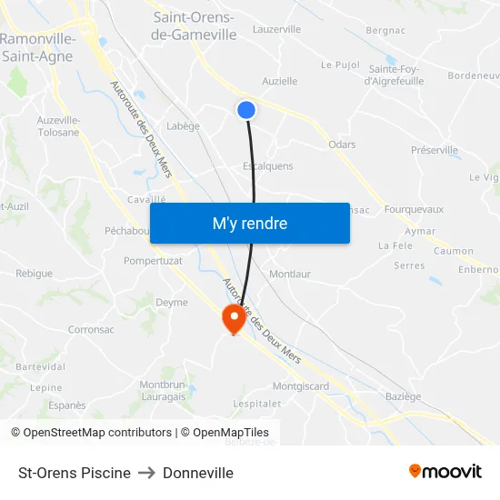 St-Orens Piscine to Donneville map