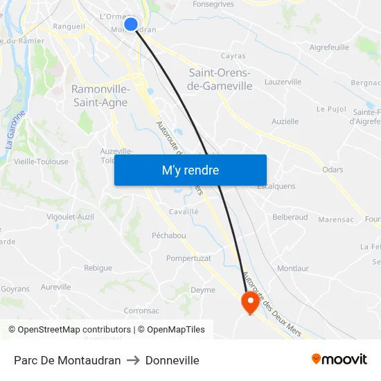 Parc De Montaudran to Donneville map