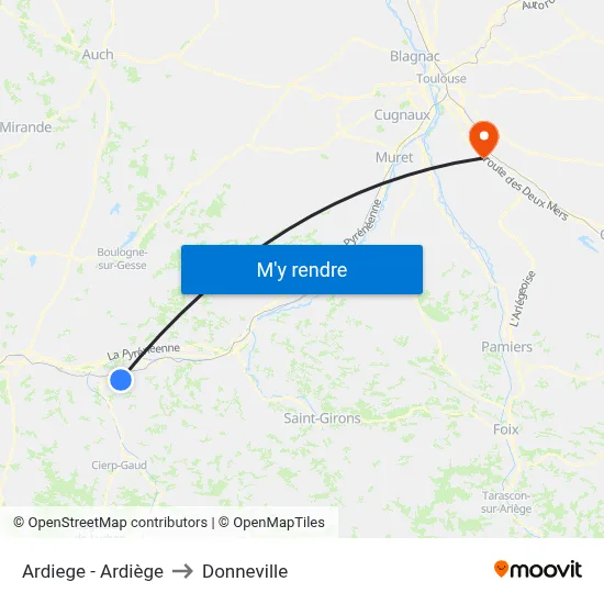 Ardiege - Ardiège to Donneville map