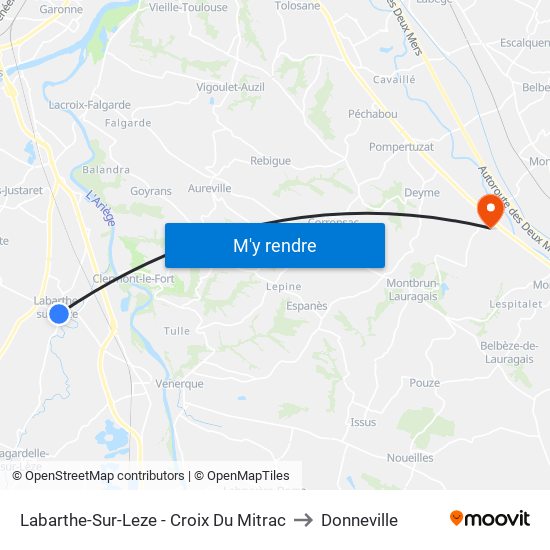 Labarthe-Sur-Leze - Croix Du Mitrac to Donneville map