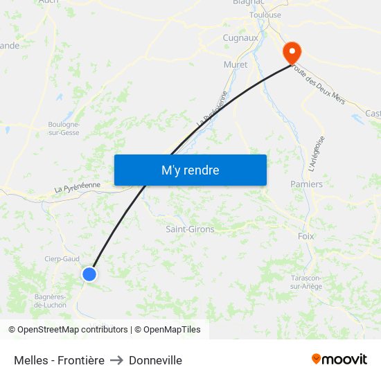 Melles - Frontière to Donneville map