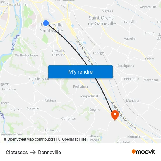 Clotasses to Donneville map