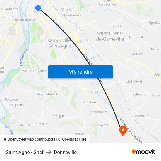 Saint Agne - Sncf to Donneville map