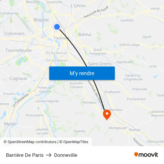 Barrière De Paris to Donneville map