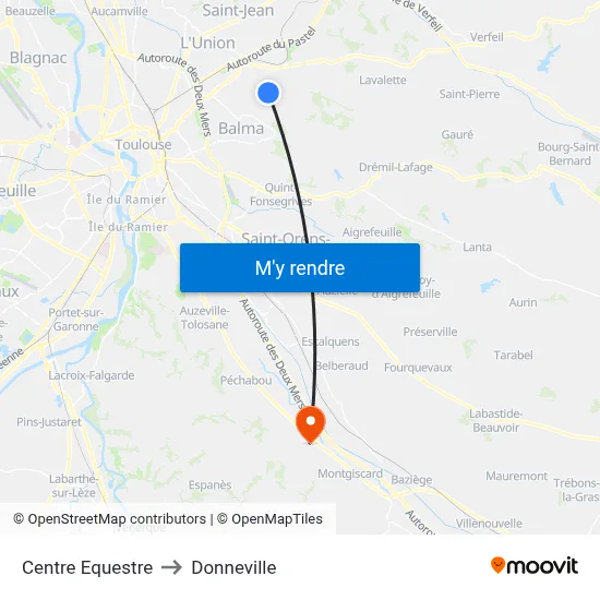 Centre Equestre to Donneville map