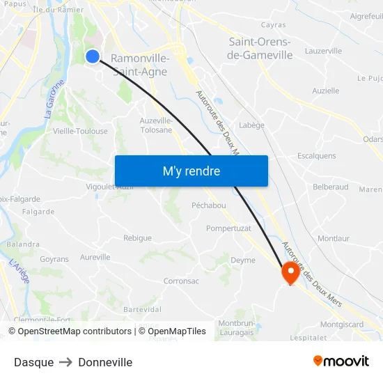 Dasque to Donneville map