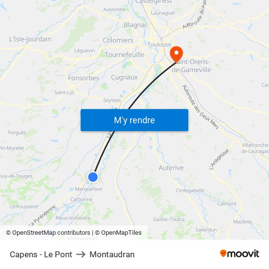 Capens - Le Pont to Montaudran map