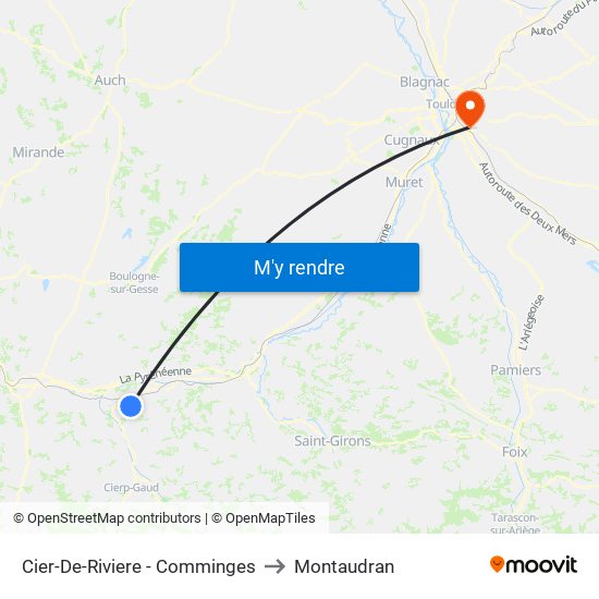 Cier-De-Riviere - Comminges to Montaudran map