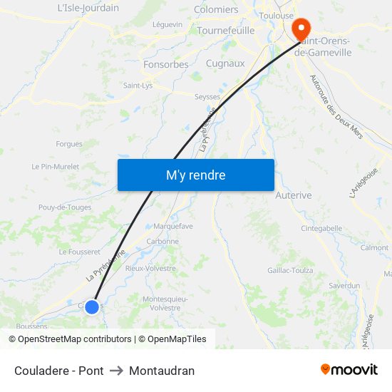 Couladere - Pont to Montaudran map