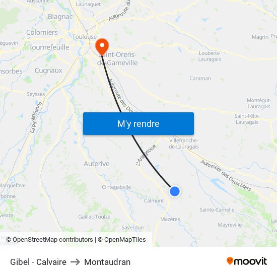 Gibel - Calvaire to Montaudran map