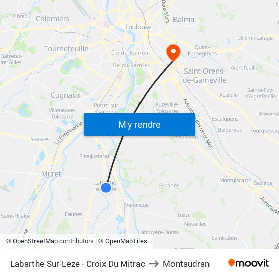 Labarthe-Sur-Leze - Croix Du Mitrac to Montaudran map