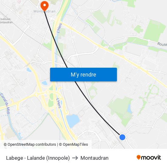 Labege - Lalande (Innopole) to Montaudran map