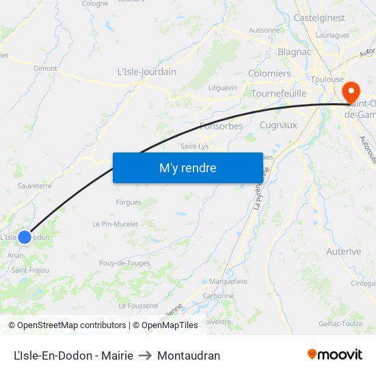 L'Isle-En-Dodon - Mairie to Montaudran map