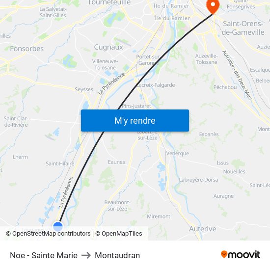 Noe - Sainte Marie to Montaudran map