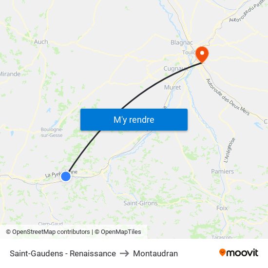 Saint-Gaudens - Renaissance to Montaudran map