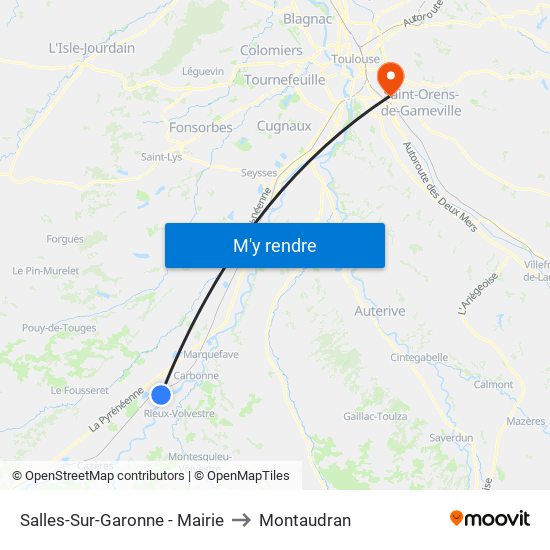 Salles-Sur-Garonne - Mairie to Montaudran map