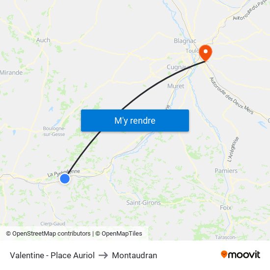Valentine - Place Auriol to Montaudran map