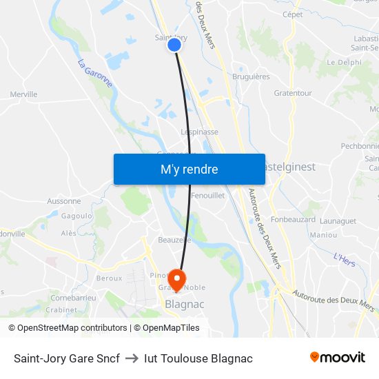 Saint-Jory Gare Sncf to Iut Toulouse Blagnac map